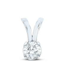 Load image into Gallery viewer, 14K White Gold Round Diamond Womens Solitaire Pendant 1 Cttw - Splendid Jewellery