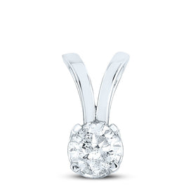 14K White Gold Round Diamond Womens Solitaire Pendant 1 Cttw - Splendid Jewellery