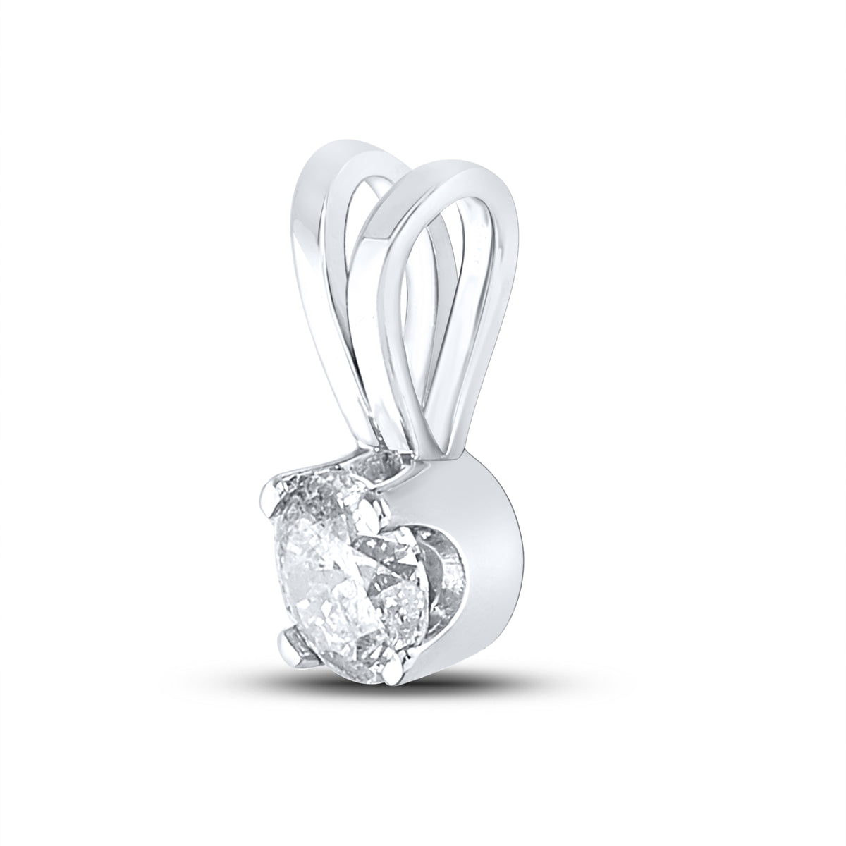 14K White Gold Round Diamond Womens Solitaire Pendant 1/2 Cttw - Splendid Jewellery