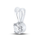 14K White Gold Round Diamond Womens Solitaire Pendant 1/2 Cttw - Splendid Jewellery