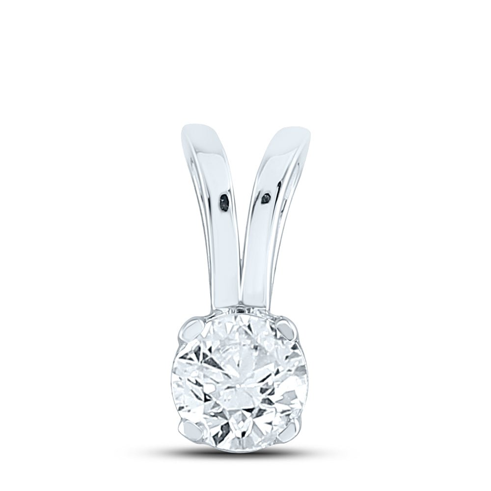 14K White Gold Round Diamond Womens Solitaire Pendant 1/2 Cttw - Splendid Jewellery