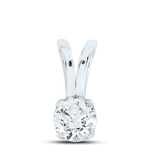 Load image into Gallery viewer, 14K White Gold Round Diamond Womens Solitaire Pendant 1/2 Cttw - Splendid Jewellery