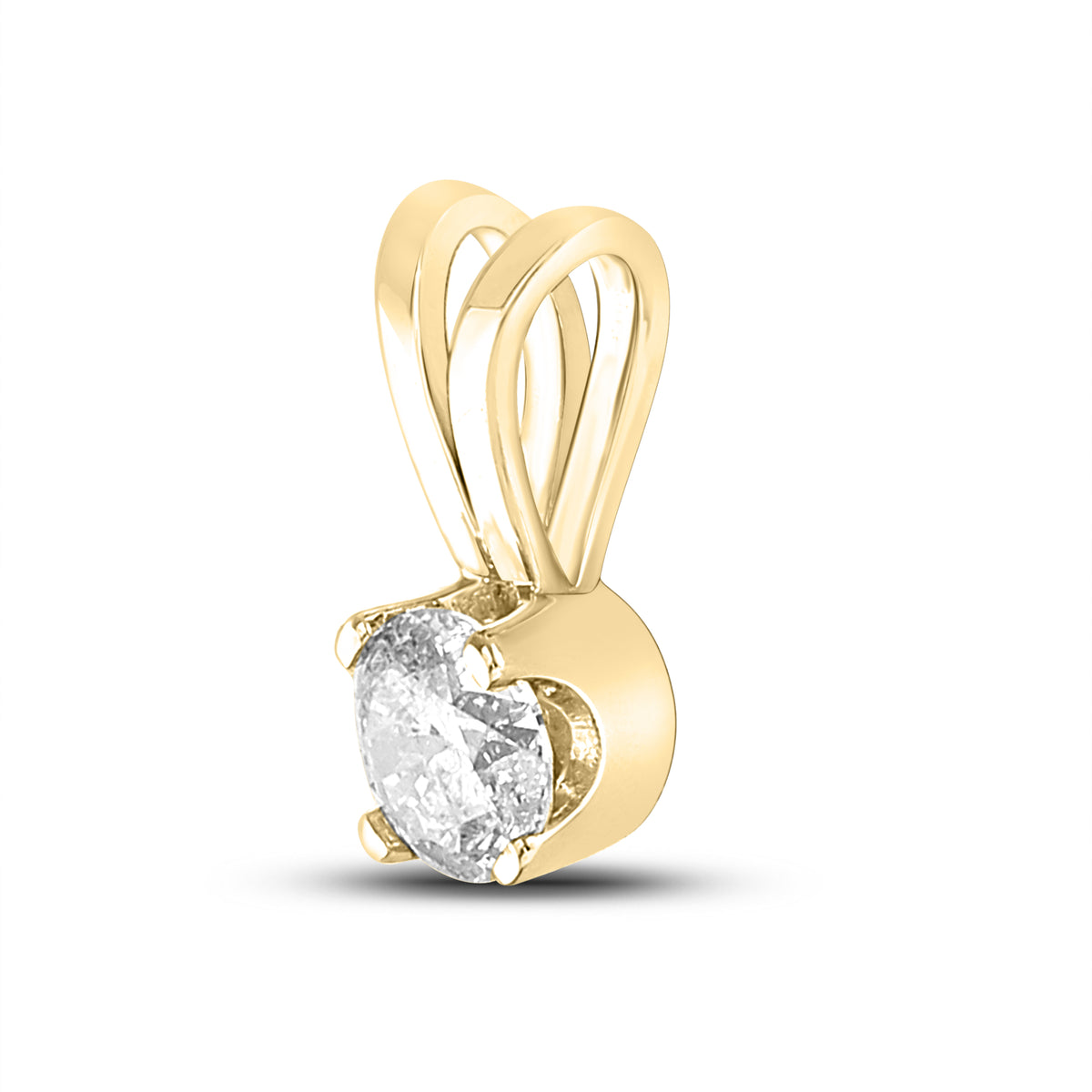 14K Yellow Gold Round Diamond Womens Solitaire Pendant 1/2 Cttw - Splendid Jewellery