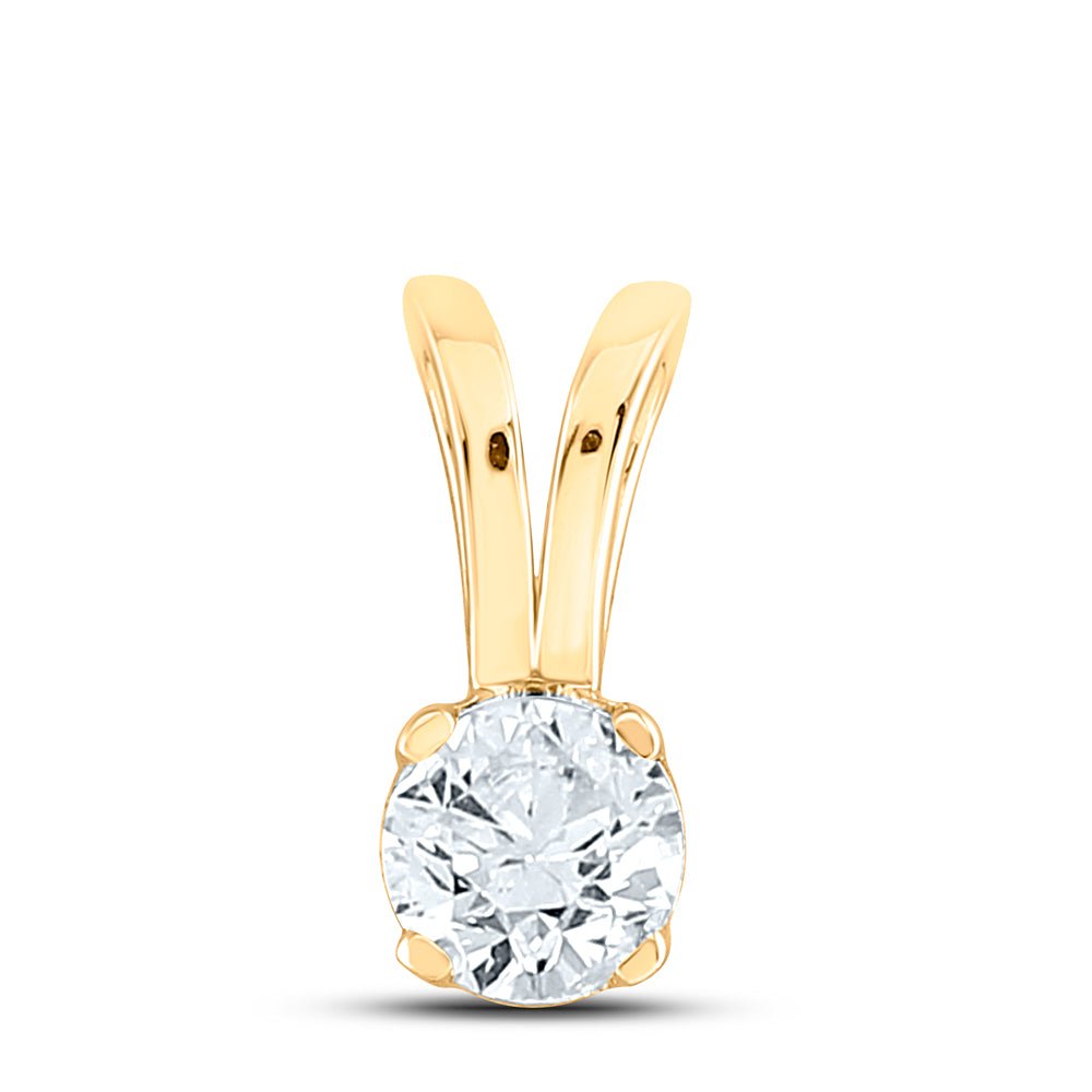 14K Yellow Gold Round Diamond Womens Solitaire Pendant 1/2 Cttw - Splendid Jewellery