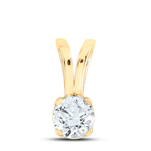 Load image into Gallery viewer, 14K Yellow Gold Round Diamond Womens Solitaire Pendant 1/2 Cttw - Splendid Jewellery