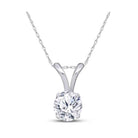 14K White Gold Round Diamond Womens Solitaire Pendant 1/4 Cttw - Splendid Jewellery