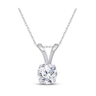 14K White Gold Round Diamond Womens Solitaire Pendant 1/4 Cttw - Splendid Jewellery