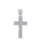Sterling Silver Round Diamond Roman Cross Charm Pendant 1/2 Cttw - Splendid Jewellery