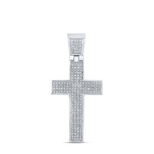 Load image into Gallery viewer, Sterling Silver Round Diamond Roman Cross Charm Pendant 1/2 Cttw - Splendid Jewellery