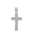 Sterling Silver Round Diamond Roman Cross Charm Pendant 1/2 Cttw - Splendid Jewellery