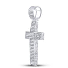 Sterling Silver Round Diamond Roman Cross Charm Pendant 1/2 Cttw - Splendid Jewellery