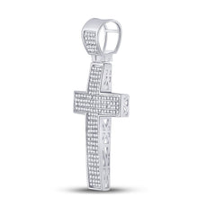 Load image into Gallery viewer, Sterling Silver Round Diamond Roman Cross Charm Pendant 1/2 Cttw - Splendid Jewellery