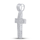 Sterling Silver Round Diamond Roman Cross Charm Pendant 1/2 Cttw - Splendid Jewellery