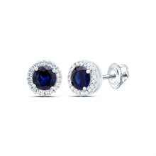 Load image into Gallery viewer, Sterling Silver Round Blue Sapphire Stud Earrings - Splendid Jewellery