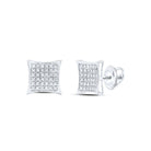 Sterling Silver Round Diamond Sterling Silver Womens Kite Square Earrings 1/4 Cttw - Splendid Jewellery