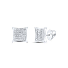 Load image into Gallery viewer, Sterling Silver Round Diamond Sterling Silver Womens Kite Square Earrings 1/4 Cttw - Splendid Jewellery