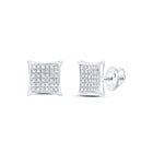 Sterling Silver Round Diamond Sterling Silver Womens Kite Square Earrings 1/4 Cttw - Splendid Jewellery