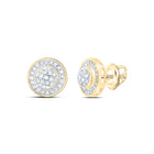 Yellow - tone Sterling Round Diamond Micro - Pave Earrings 1/4 Cttw - Splendid Jewellery
