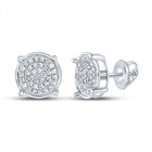 Sterling Silver Round Diamond /8ct - Micr - Pave Earrings 1/8 Cttw - Splendid Jewellery