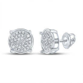 Sterling Silver Round Diamond /8ct - Micr - Pave Earrings 1/8 Cttw - Splendid Jewellery