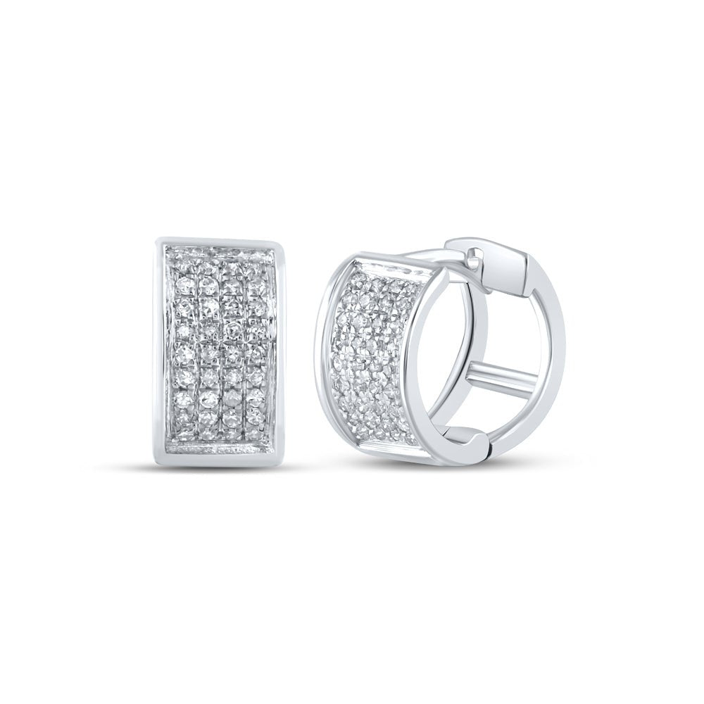 Sterling Silver Round Diamond Hoop Earrings Gift Edition - Splendid Jewellery