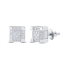 Sterling Silver Round Diamond P3 Micro - Pave Unisex Earring 1/20 Cttw - Splendid Jewellery