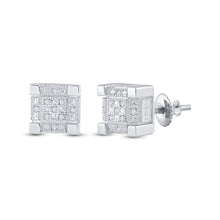 Load image into Gallery viewer, Sterling Silver Round Diamond P3 Micro - Pave Unisex Earring 1/20 Cttw - Splendid Jewellery
