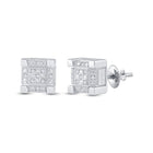 Sterling Silver Round Diamond P3 Micro - Pave Unisex Earring 1/20 Cttw - Splendid Jewellery