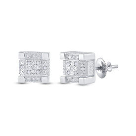 Sterling Silver Round Diamond P3 Micro - Pave Unisex Earring 1/20 Cttw - Splendid Jewellery