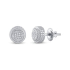 Sterling Silver Round Diamond P1n Micro - Pave Unisex Earring 1/20 Cttw - Splendid Jewellery