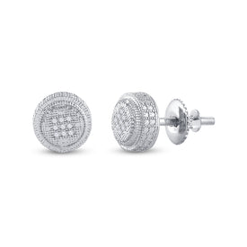 Sterling Silver Round Diamond P1n Micro - Pave Unisex Earring 1/20 Cttw - Splendid Jewellery