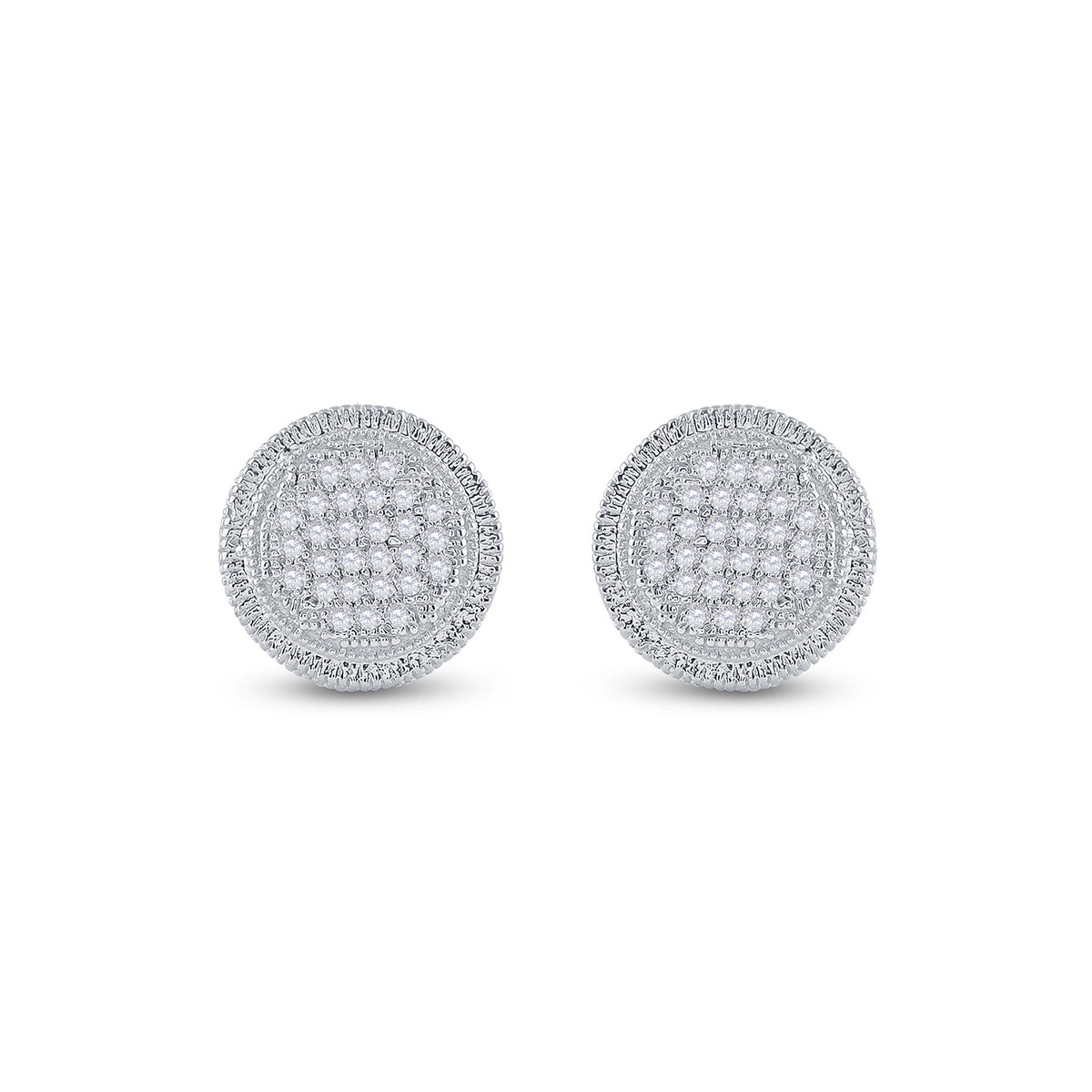 Sterling Silver Round Diamond P2 Micro - Pave Unisex Earring 1/6 Cttw - Splendid Jewellery