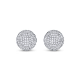 Sterling Silver Round Diamond P2 Micro - Pave Unisex Earring 1/6 Cttw - Splendid Jewellery