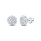 Sterling Silver Round Diamond P2 Micro - Pave Unisex Earring 1/6 Cttw - Splendid Jewellery