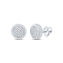 Load image into Gallery viewer, Sterling Silver Round Diamond P2 Micro - Pave Unisex Earring 1/6 Cttw - Splendid Jewellery