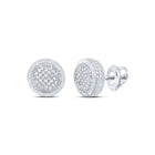 Sterling Silver Round Diamond P2 Micro - Pave Unisex Earring 1/6 Cttw - Splendid Jewellery