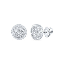 Sterling Silver Round Diamond P2 Micro - Pave Unisex Earring 1/6 Cttw - Splendid Jewellery