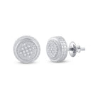 Sterling Silver Round Diamond P1n Micro - Pave Unisex Earring 1/20 Cttw - Splendid Jewellery