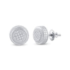 Sterling Silver Round Diamond P1n Micro - Pave Unisex Earring 1/20 Cttw - Splendid Jewellery