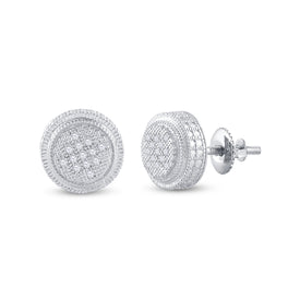 Sterling Silver Round Diamond P1n Micro - Pave Unisex Earring 1/20 Cttw - Splendid Jewellery