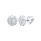 Sterling Silver Round Diamond P1n Micro - Pave Unisex Earring 1/20 Cttw - Splendid Jewellery