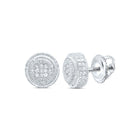 Sterling Silver Round Diamond P1n Micro - Pave Unisex Earring 1/20 Cttw - Splendid Jewellery