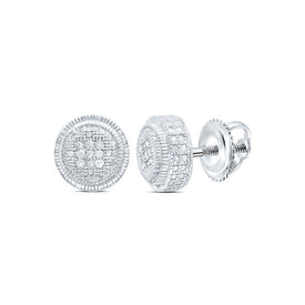 Sterling Silver Round Diamond P1n Micro - Pave Unisex Earring 1/20 Cttw - Splendid Jewellery