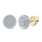 Yellow - tone Sterling Round Diamond P1n Micro - Pave Unisex Earring 1/10 Cttw - Splendid Jewellery