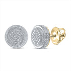 Yellow - tone Sterling Round Diamond P1n Micro - Pave Unisex Earring 1/10 Cttw - Splendid Jewellery