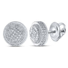Sterling Silver Round Diamond P1n Micro - Pave Unisex Earring 1/10 Cttw - Splendid Jewellery