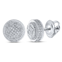 Load image into Gallery viewer, Sterling Silver Round Diamond P1n Micro - Pave Unisex Earring 1/10 Cttw - Splendid Jewellery