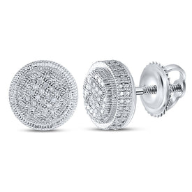 Sterling Silver Round Diamond P1n Micro - Pave Unisex Earring 1/10 Cttw - Splendid Jewellery