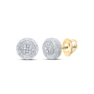 Yellow - tone Sterling Round Diamond P1n Micro - Pave Unisex Earring 0.02 Cttw - Splendid Jewellery