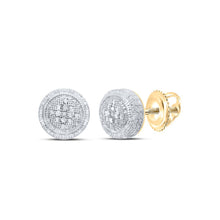 Load image into Gallery viewer, Yellow - tone Sterling Round Diamond P1n Micro - Pave Unisex Earring 0.02 Cttw - Splendid Jewellery